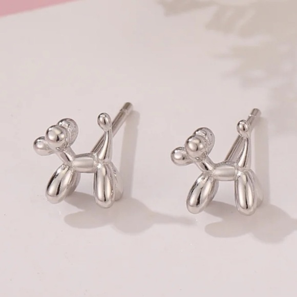 Sterling Silver Balloon Dog Earrings - Picture 4 of 6